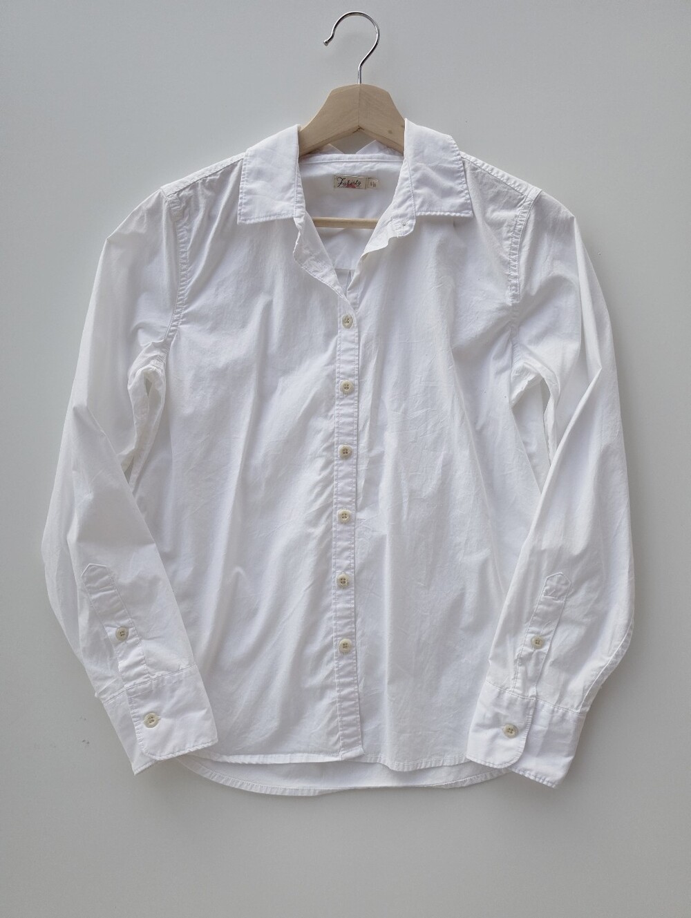 Faherty White Cotton Button Down Long Sleeve Blouse